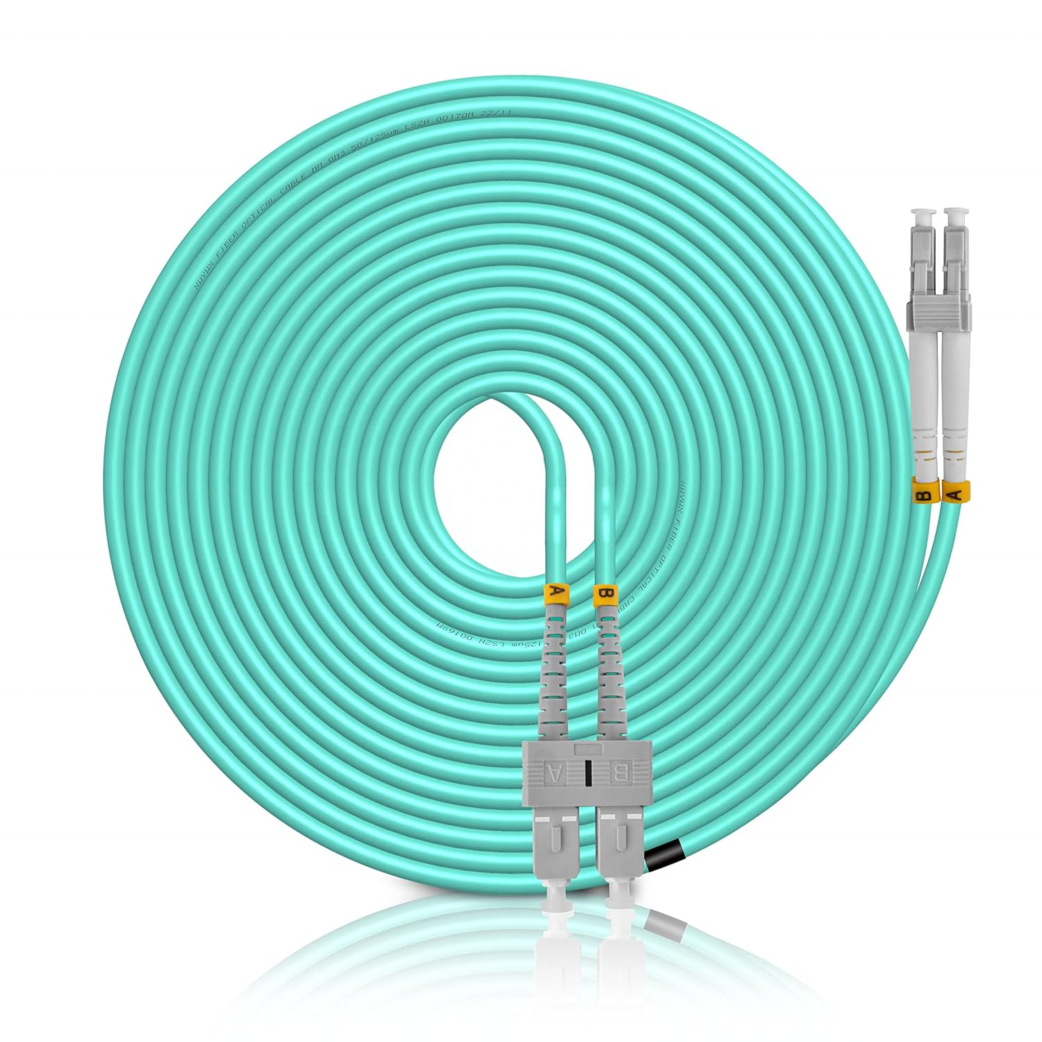 OM3 Duplex SC UPC TO LC UPC Aqua Blue LSZH MM Fiber Optic Patch Cord Cable For Telecommunication 3G 4G WIFI Solution